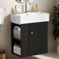 thumbnail image 1 of Resenkos 21.6" Modern Floating Bathroom Vanity with Ceramic Basin, Left Side Storage, Perfect for Small Bathrooms - Black, 1 of 19