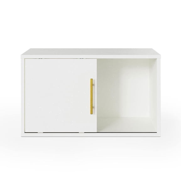 Resenkos 24" Single Sliding Door Cube Storage Organizer, Small Stackable Open Wood Bookcase for Nursery, Apartment and Dorm, White