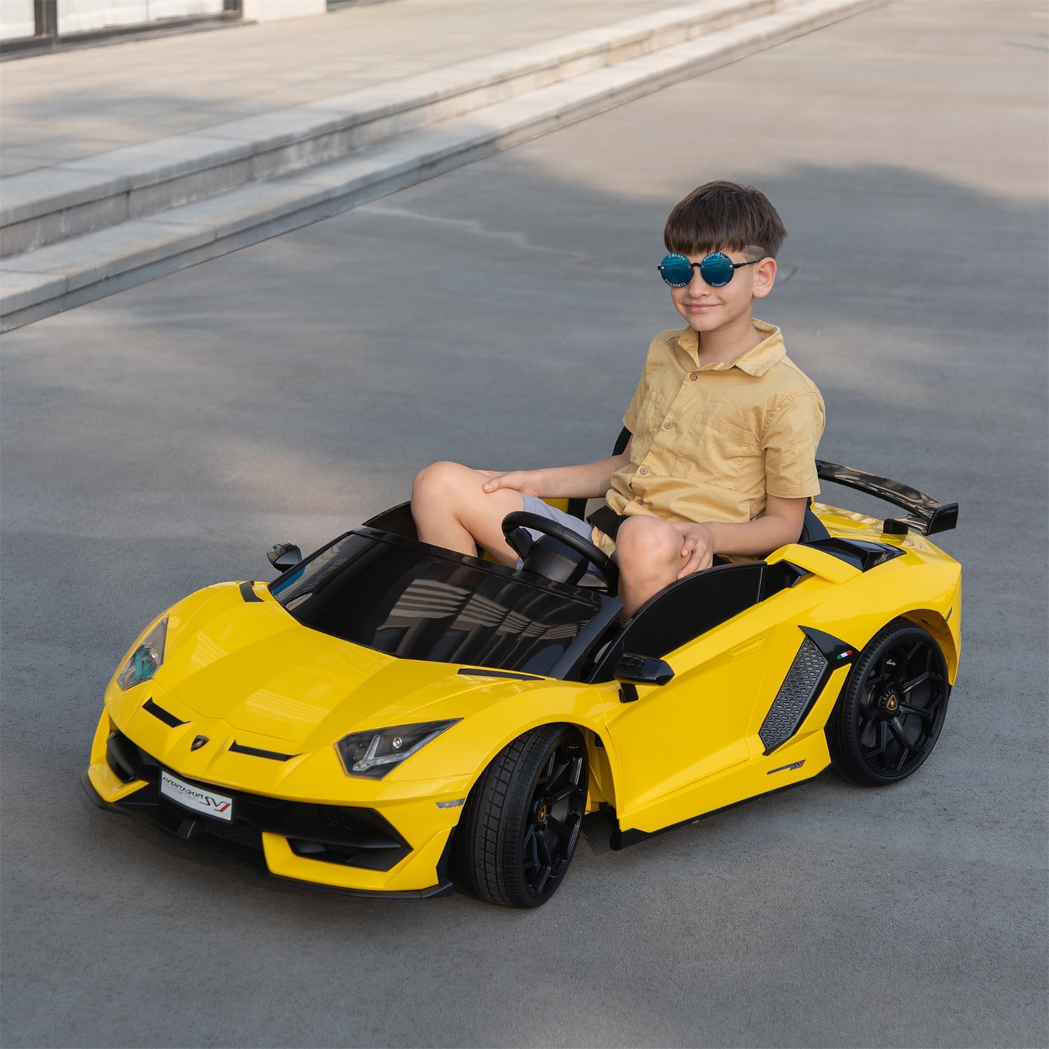 24V Yellow Lamborghini 2-Seater Battery Powered Ride-On Car