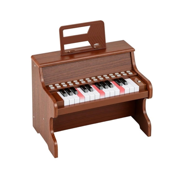 Resenkos 25-Key Kids Piano with Teaching Mode & Speed Control - Brown