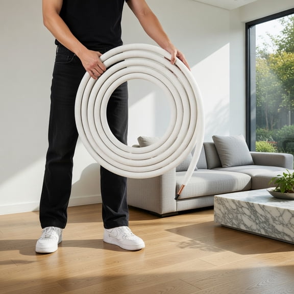 Resenkos 25 ft Mini Split AC Line Set Kit 1/4 in & 1/2 in O.D. Pure Copper Tubing with 3-Layer M1 Flame-Retardant Insulation for Ductless HVAC Systems