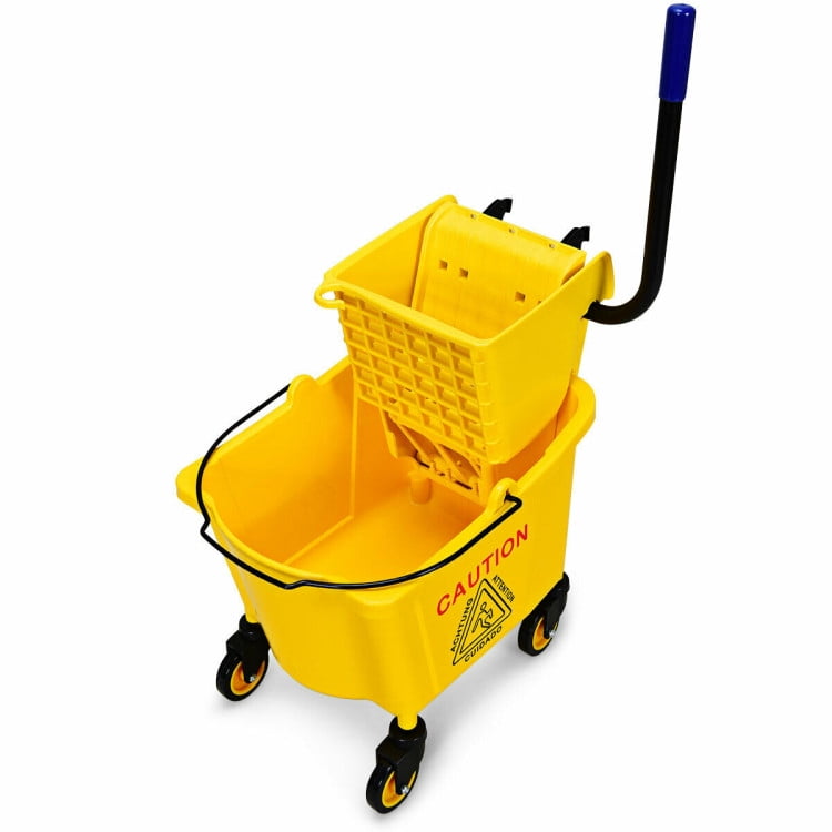 Resenkos 26 Quart Mop Bucket Side Press Wringer on Wheels With Panel, Side Press Wringer Combo Commercial Cleaning Caddy Plastic Resenkos 26 Quart Mop Bucket Side Press Wringer on Wheels With Panel, Side Press Wringer Combo Commercial Cleaning Caddy Plastic