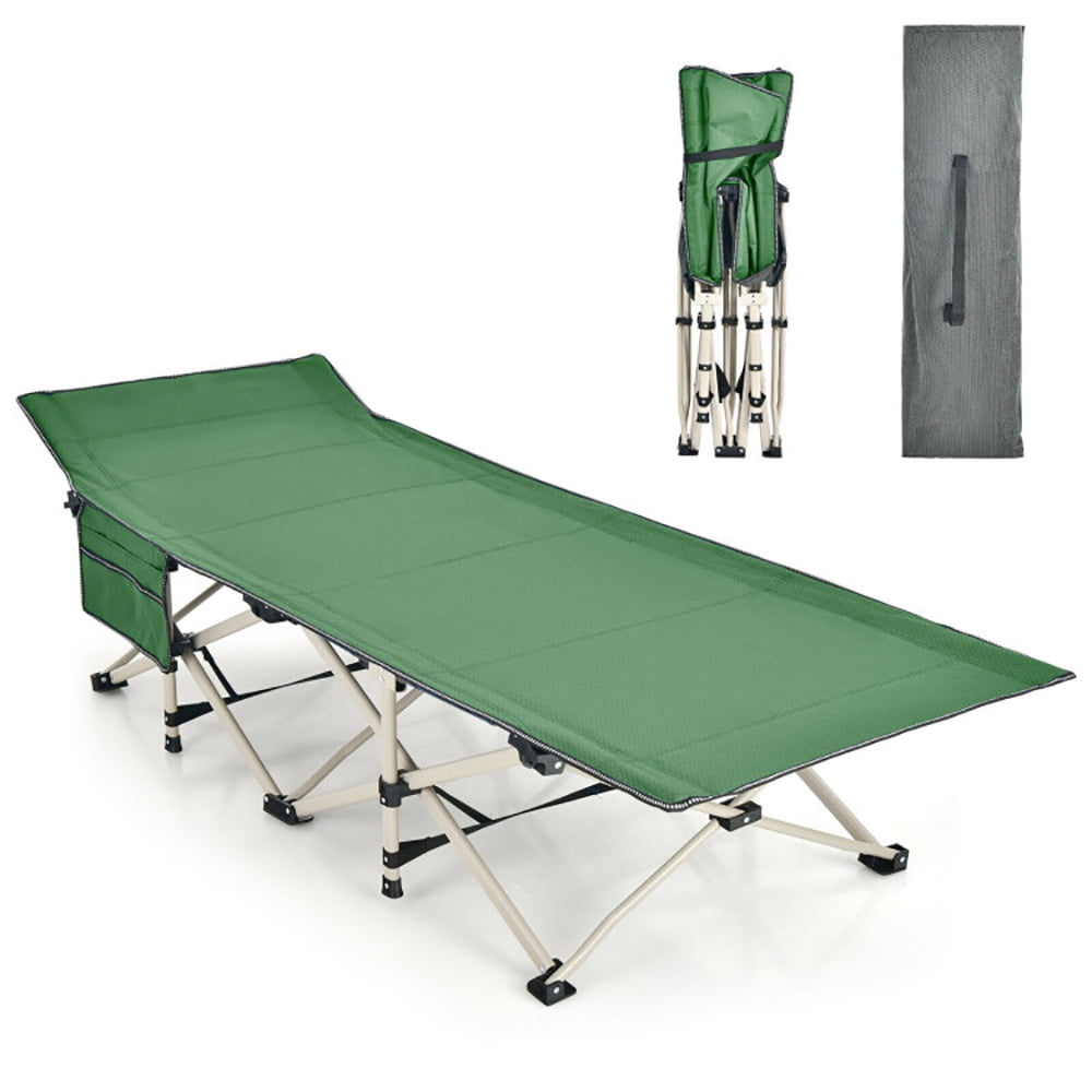 Resenkos 28.5 Inch Extra Wide Sleeping Cot for Adults with Carry Bag-Green, Lightweight Folding Tent Camping Cot Bed, Easy Setup Portable Compact for Outdoor Travel, Hunting, Hiking, Motorcycling