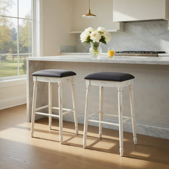 Resenkos 29 Inch Bar Stool Set of 2 with Padded Seat Cushions and Wood Legs-29 inches, Bar Height Stools, Bar Stools for Kitchen Island for Kitchen, Dining Room