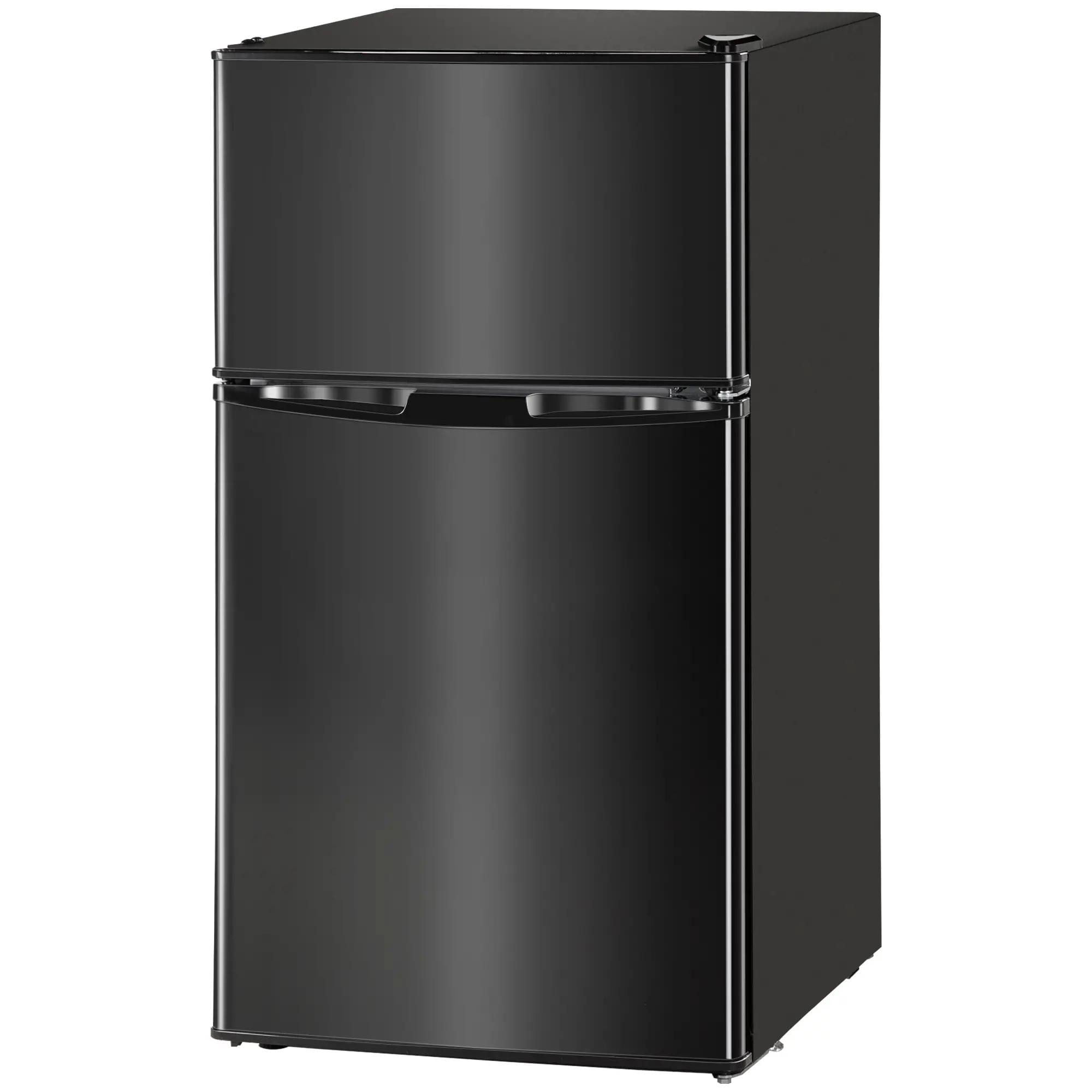 Resenkos 3.2 Cu.Ft Mini Fridge with Freezer, Shelf and Reversible Door for Bedroom, Dorm, Home Office, Energy Efficient, Black