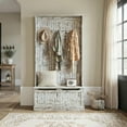 thumbnail image 1 of Resenkos 3-In-1 Entryway Bench with Coat Rack - Hall Tree, Shoe Storage & 5 Hooks, for Hallway, Distressed White, 1 of 8