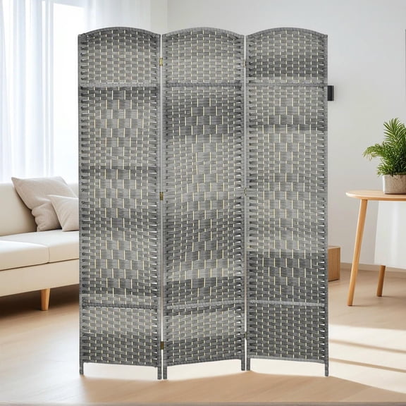 Resenkos 3-Panel 6' Tall Folding Room Divider Screen - Freestanding Wood Privacy Partition for Home Office, Mixed Gray