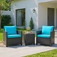 thumbnail image 1 of Resenkos 3 Pcs Patio Rattan Furniture Set , Wicker Furniture Sets, Patio Conversation Sets, Cushioned Conversation Set Coffee Table-White, 1 of 7