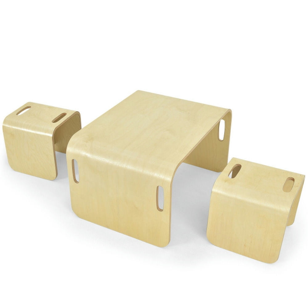 Resenkos 3 Pieces Kids Wooden Table and Chair Set , Small Folding Table ...