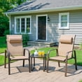 thumbnail image 1 of Resenkos 3 Pieces Patio Bistro Furniture Set, Small Patio Conversation Furniture Set with Adjustable Backrest-Brown, 1 of 8