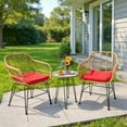 thumbnail image 1 of Resenkos 3 Pieces Rattan Furniture Set, Small Patio Conversation Furniture Set with Cushioned Chair Table-Navy, 1 of 1