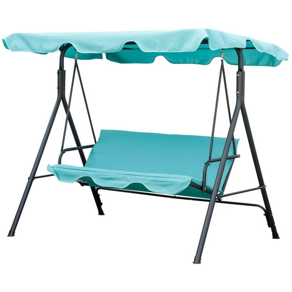 Resenkos 3-Seat Swing Set, Steel Frame, Cushioned Seats, Tilt Canopy, Perfect for Patio, Garden, Green