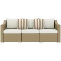 Resenkos 3 Seater Patio Couch, Outdoor Sectional Furniture, PE Rattan, White