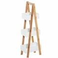 thumbnail image 1 of Resenkos 3-Tier Bamboo Storage Basket Shelf Stand with Wooden Decorative Bins for Organizing Bathroom Laundry Bedroom, White, 1 of 5