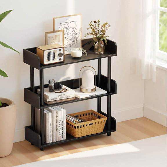 Resenkos 3-Tier Bookshelf with Anti-Tipping Kit, Industrial Storage Unit for Living Room, Bedroom, Study, Black