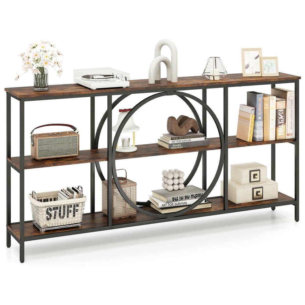 Resenkos 3-Tier Console Table - Faux Marble Top with Storage Shelves ... - Rustic Chic Accents