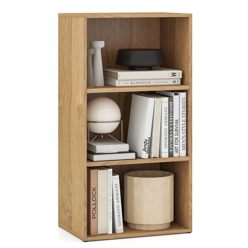 Resenkos 3-Tier Cube Bookcase with Adjustable Shelves - Home Office Essential, Natural