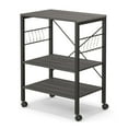 thumbnail image 1 of Resenkos 3-Tier Kitchen Baker's Rack Microwave Oven Storage Cart with Hooks-Charcoal Brown, Storage Rack Microwave Oven Stand for Spices, Pots, and Pans, 1 of 7