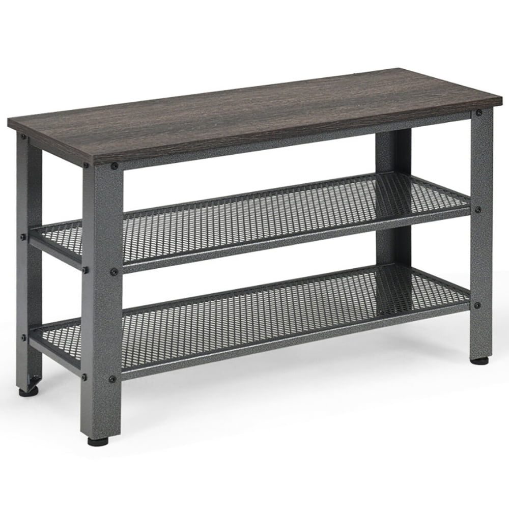 Resenkos 3-Tier Shoe Rack Industrial Shoe Bench with Storage Shelves-Black, Space-Saving Shoe Rack Organizer for Closet Entryway Resenkos 3-Tier Shoe Rack Industrial Shoe Bench with Storage Shelves-Black, Space-Saving Shoe Rack Organizer for Closet Entryway
