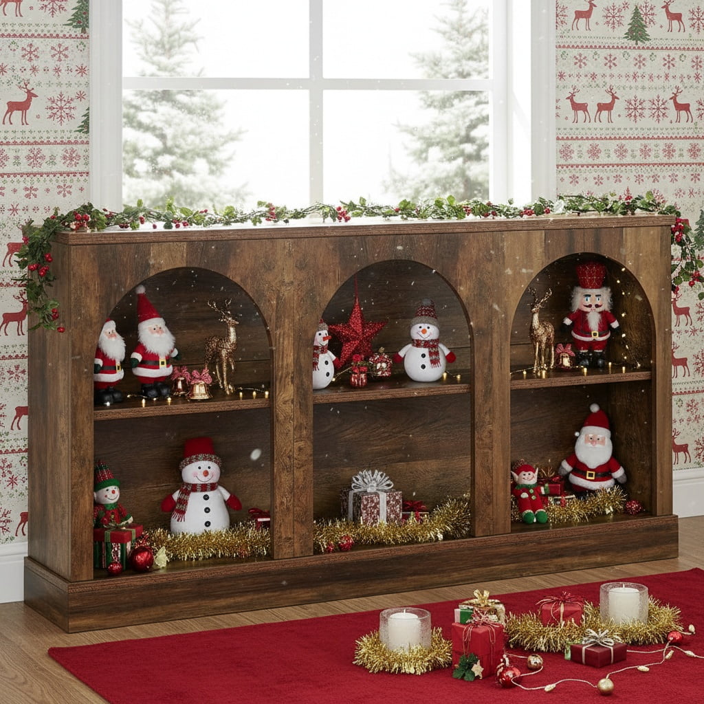 Resenkos 3-Tier Storage Console Table, Rustic Entryway Decor, Space-Saving Home Accessory, Sturdy Farmhouse Style, Rustic Brown