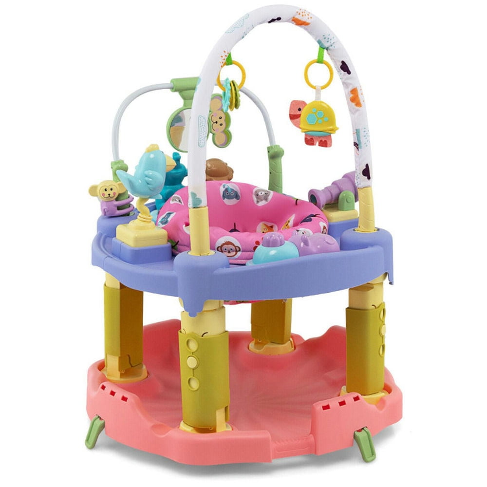 Resenkos 3-in-1 Baby Activity Center with 3-position for 0-24 Months-Pink,