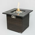 thumbnail image 1 of Resenkos 30 Inch Square Fire Pit Table, 50,000 BTU Tile Top Design with Decorative Wicker Base, Brown, 1 of 12