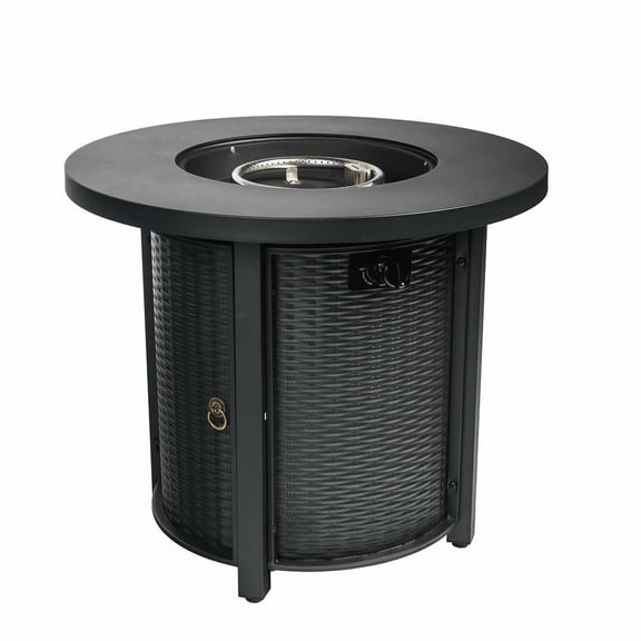 Resenkos 30-inch Round 50,000 BTU Steel Propane Fire Pit Table for Patio and Deck - Black