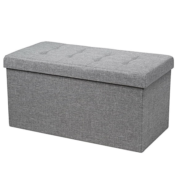 Resenkos 31.5 Inch Fabric Foldable Storage with Removable Storage Bin-Light Gray, Folding Footstools,Multi-Functional Ottoman for Entryway, Bedroom, and Living Room