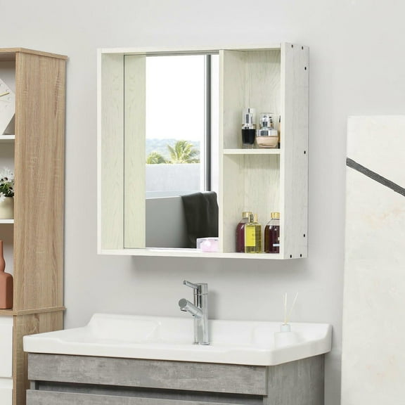 Resenkos 31.5" x 25.5" Bathroom Medicine Cabinet with Mirror, Storage Shelf, Over Toilet Bathroom Cabinet Wall Mounted, White