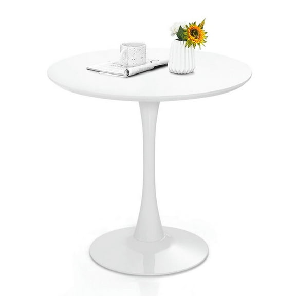 Resenkos 32 Inch Modern Tulip Round Dining Table with MDF Top-White, Dining Table, Kitchen Bar Height Table and Chairs for Dining Room, Small Space