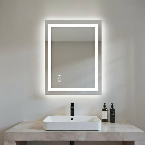 Resenkose 32x24 Inch Frameless Rectangle LED Bathroom Mirror for Vanity Lighting