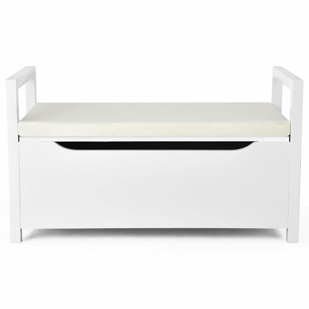 Resenkos 34.5 ×15.5 ×19.5 Inch Shoe Storage Bench with Cushion Seat for Entryway-White,