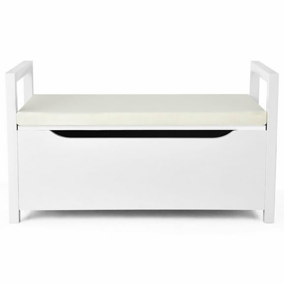 Resenkos 34.5 15.5 19.5 Inch Shoe Storage Bench with Cushion Seat for Entryway-White,