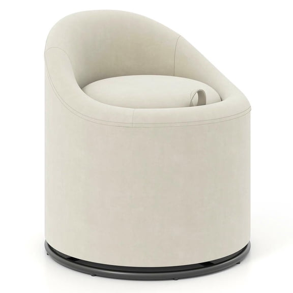 Resenkos 360-Degree Swivel Vanity Barrel Chair with Hidden Under-Seat Storage, Beige