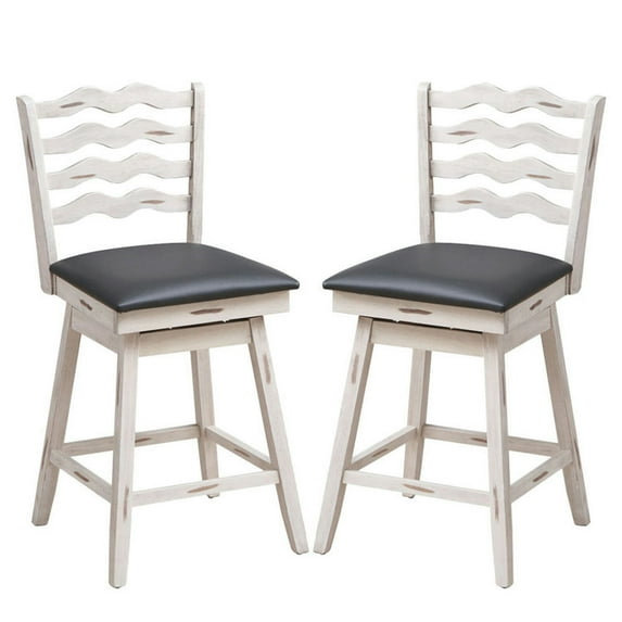 Resenkos 360° Swivel Bar Stools with Rubber Wood Frame and Ergonomic Backrest and Footrest-25 inches, Bar Height Stools, Bar Stools for Kitchen Island for Kitchen, Dining Room