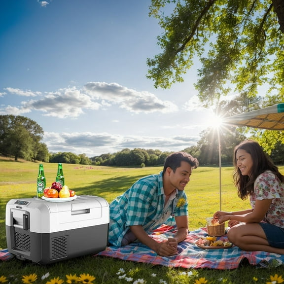 Resenkos 37 Quart Portable Electric Compressor Camping Car Cooler, Portable Freezer for Camping, Truck, RV, Travel, Boat and Home Use