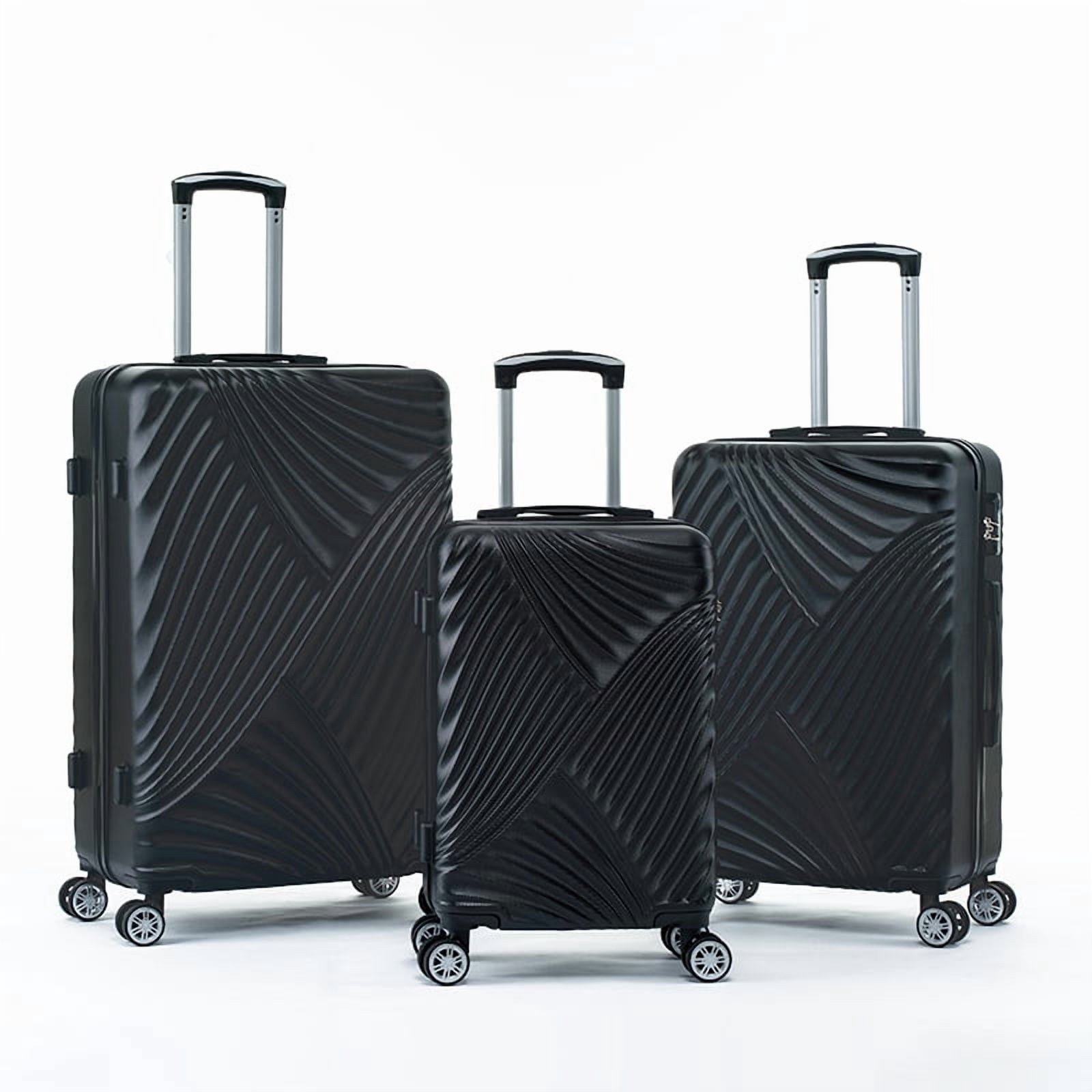 Resenkos 3Pcs Traveling Luggage Set, Portable Large Capacity Luggage Bags for Travel, Rolling Storage Suitcase with 28" Dust Cover, Black, 20"+24"+28"