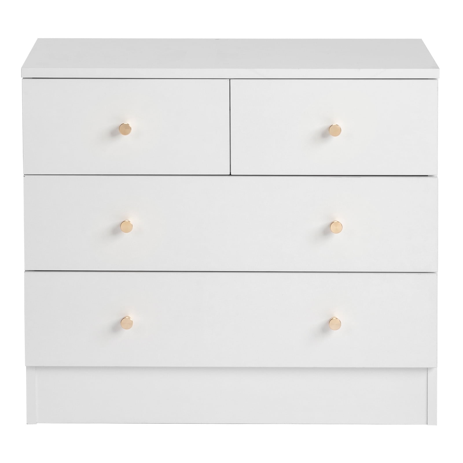 Resenkos 4 Drawer White Dresser with Gold Handles