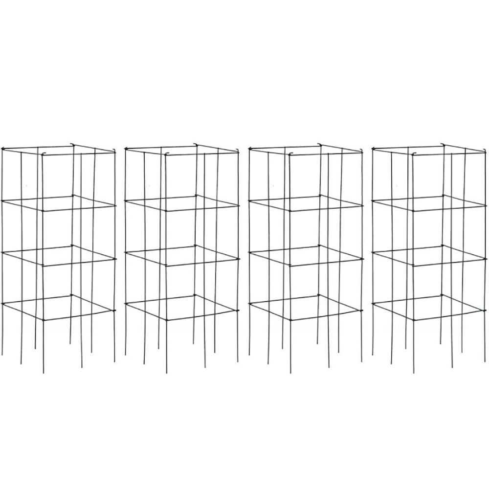 Dark Green Iron Trellis Plant Cage Set for Indoor Climbing Plants