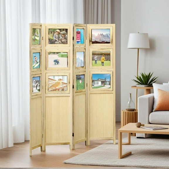 Resenkos 4-Panel Privacy Screen Divider, Natural