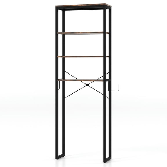 Resenkos 4-Tier Freestanding Over the Toilet Storage Rack-Rustic Brown, Bathroom Cabinet Organizer
