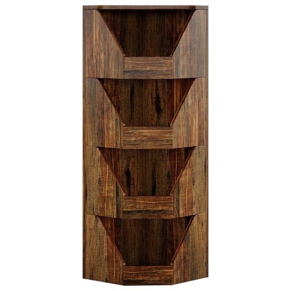 Resenkos 4-Tier Fruit Vegetable Storage Rack, 55.12 Inch Corner Basket Organizer Stand for Kitchen Pantry, Brown