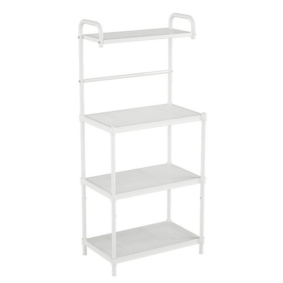 Resenkos 4-Tier Kitchen Storage Baker Microwave Oven Rack Shelves-White, Storage Rack Microwave Oven Stand for Spices, Pots, and Pans