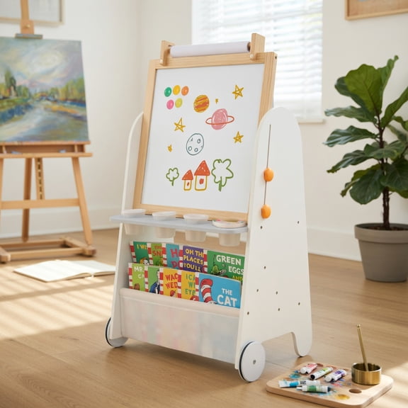 Resenkos 4-in-1 Toddler Activity Table with Whiteboard & Chalkboard - Gray