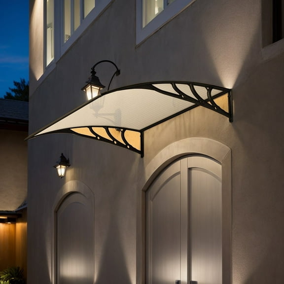 Resenkos 40 x 40 Inch Outdoor Polycarbonate Front Door Window Awning Canopy-Black, Polycarbonate Entry Door Outdoor Window window Door Awning, Front Door Overhang Awning