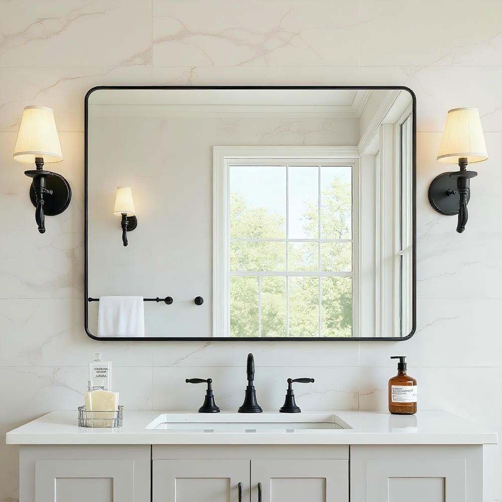 Resenkose 40x30 Inch Oversized Rectangle Wall Mirror with Rounded ...
