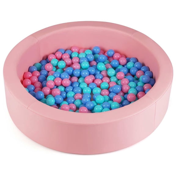 Resenkos 42.5" Round Foam Ball Pit with Washable Cover & Filling - Pink