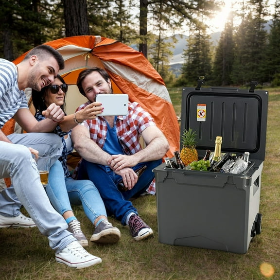 Resenkos 42 Quart Hard Cooler with Wheels and Handle, Portable Fridge Car Refrigerator Fast Cooling Freezer for Fishing, Camping, RV, Truck, Boat