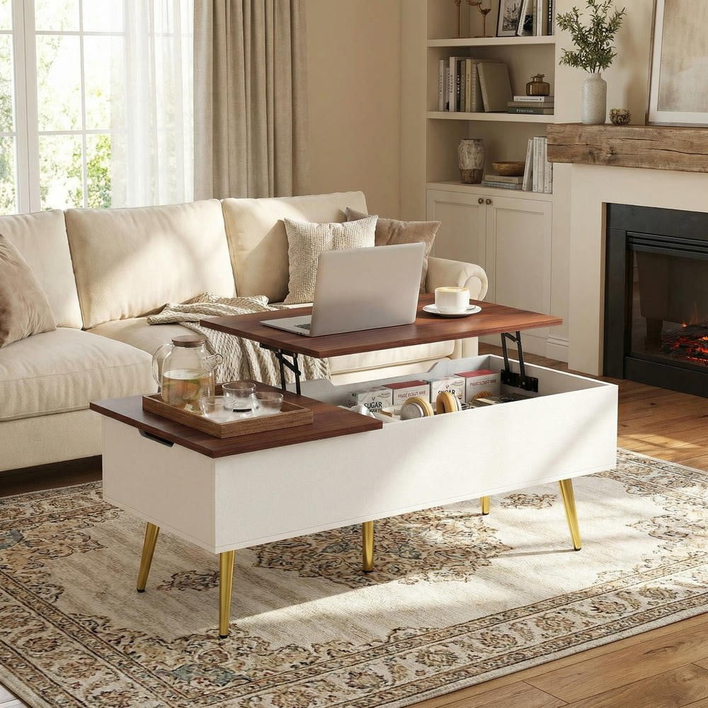 Resenkos 47-Inch Lift-Top Coffee Table with 2 Hidden Storage ...
