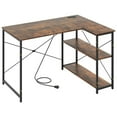 thumbnail image 1 of Resenkos 47-Inch Reversible L-Shaped Corner Desk with Adjustable Shelves - Rustic Brown/Black, 1 of 8